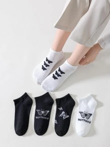 5雙蝴蝶和字母圖案短襪