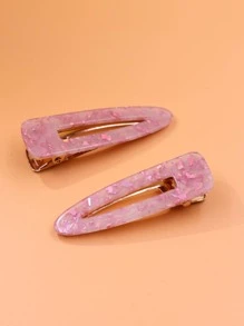 2入組極簡鴨嘴夾 - 粉色 - 查看 3