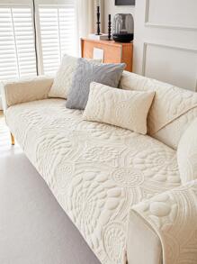 1pc Geometric Design Sofa Pad, Modern Polyester Waterproof Non-slip Towel Cover For Sofa, Home, All Season - Beige - View 4