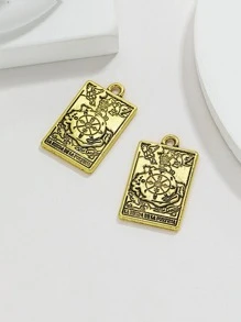 2 Cái/bộ Thời Trang Hợp Kim Kẽm La Bàn Chi Tiết Hình Chữ Nhật Tự Làm Mặt Dây Chuyền Nữ Cho Tự Làm Trang Sức Làm - Vàng - Xem 1