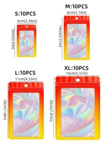 10pcs Holographic Storage Bag - Red - View 2