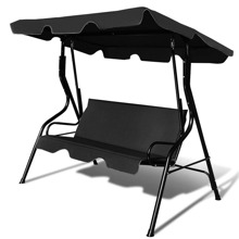 Patio 3 Seats Canopy Swing Glider Hammock Cushioned Steel Frame Outdoor Black/Blue/Coffee/Green/Grey/Navy/Beige - Black - View 1