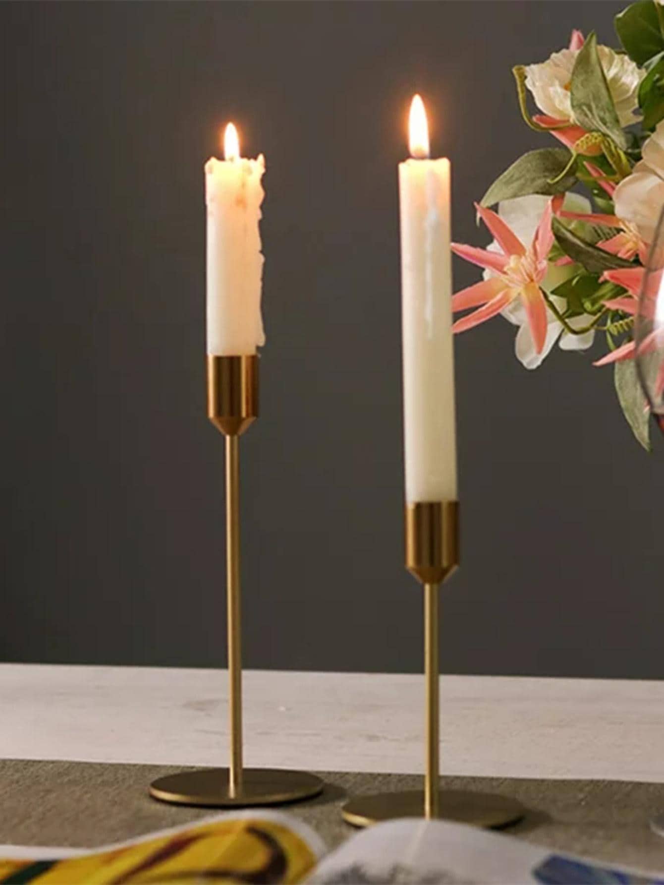 2pcs Alloy Candle Holder - Gold - View 1