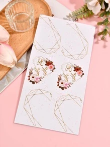 1套10入組婚禮派對水瓶貼紙，快樂婚禮貼紙 - 彩色 - 查看 3