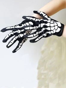 Skeleton Hand Print Gloves - Multicolor - View 2