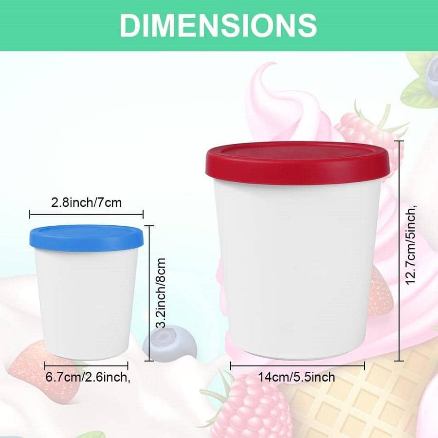 6pcs Ice Cream Containers with Lid Reusable Ice Cream Storage