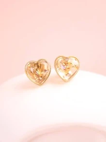 Rhinestone Decor Thiết kế trái tim Ear Cuff - Trong sáng - Xem 1