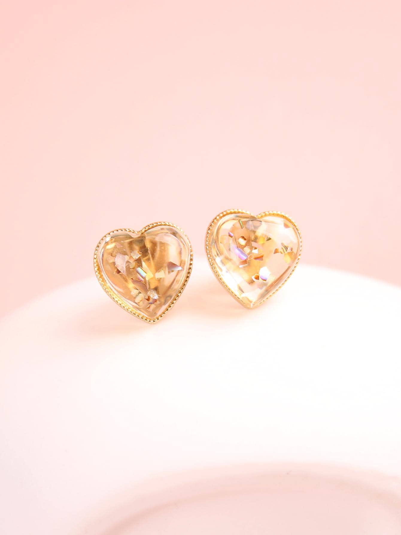 Rhinestone Decor Thiết kế trái tim Ear Cuff - Trong sáng - Xem 1