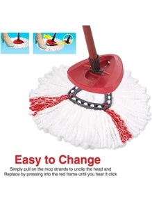 1pc/3pcs, Spin Mop Replacement Head, Or 1pc Rotating Mop Base Compatible With O Cedar Mop Replace Head, Easy Wring Mop Refills Microfiber Mop Refill, Deep Cleaning Machine Washable And Easy Replace - Blue and White - View 3