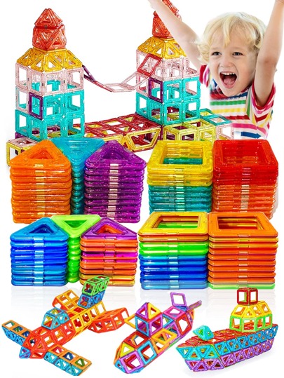 100 piezas Grandes Bloques de construcción magnéticos para decoración navideña - Juguete de diseño y construcción con imanes para niños - Regalos de juguetes magnéticos para niños