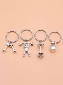 Street 4pcs Men Women Figure & Dumbbell Charm Keychain