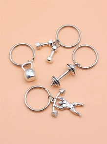 Street 4pcs Men Women Figure & Dumbbell Charm Keychain