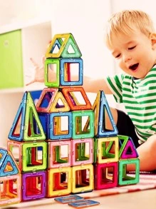 100 pezzi grandi di blocchi magnetici da costruzione natalizi, giocattoli da costruzione con magneti, set giocattolo da costruzione, regali per bambini, blocchi magnetici, mattonelle magnetiche, giocattoli magnetici - Multicolore - Visualizzare 5