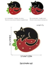2入組貓貓設計胸針 - 彩色 - 查看 5