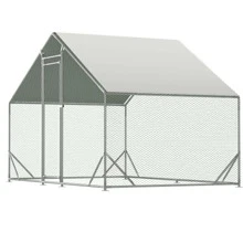 Large Metal Chicken Coop, Walk-In Chicken Run,Galvanized Wire Poultry Chicken Hen Pen Cage, Rabbits Duck Cages With Waterproof And Anti-Ultraviolet Cover For Outside(10' L X 6.6' W X 6.56' H) - Bạc - Xem 1
