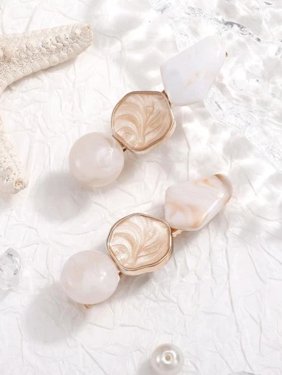 2pcs Women Round Decor Elegant Hair Clip