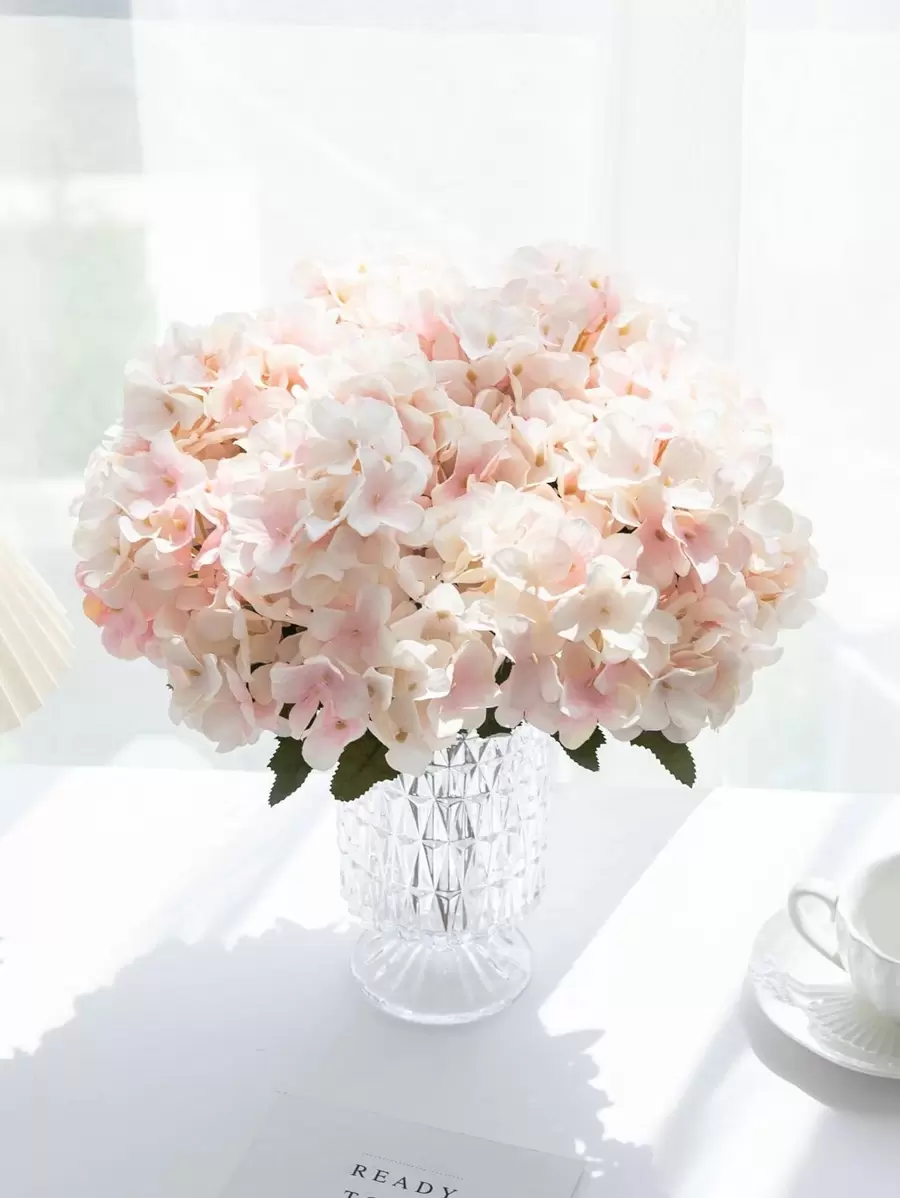 1/3/6支装仿真绣球花束，假花植物，房间装饰，秋季装饰，花园秋季装饰，餐桌摆件，生日派对装饰，婚礼花篮，新娘捧花，家居装饰，餐厅，卧室，窗台装饰，花瓶填充物，情人节礼物，新年装饰，户外花园，返校用品 - 粉色 - 查看 1