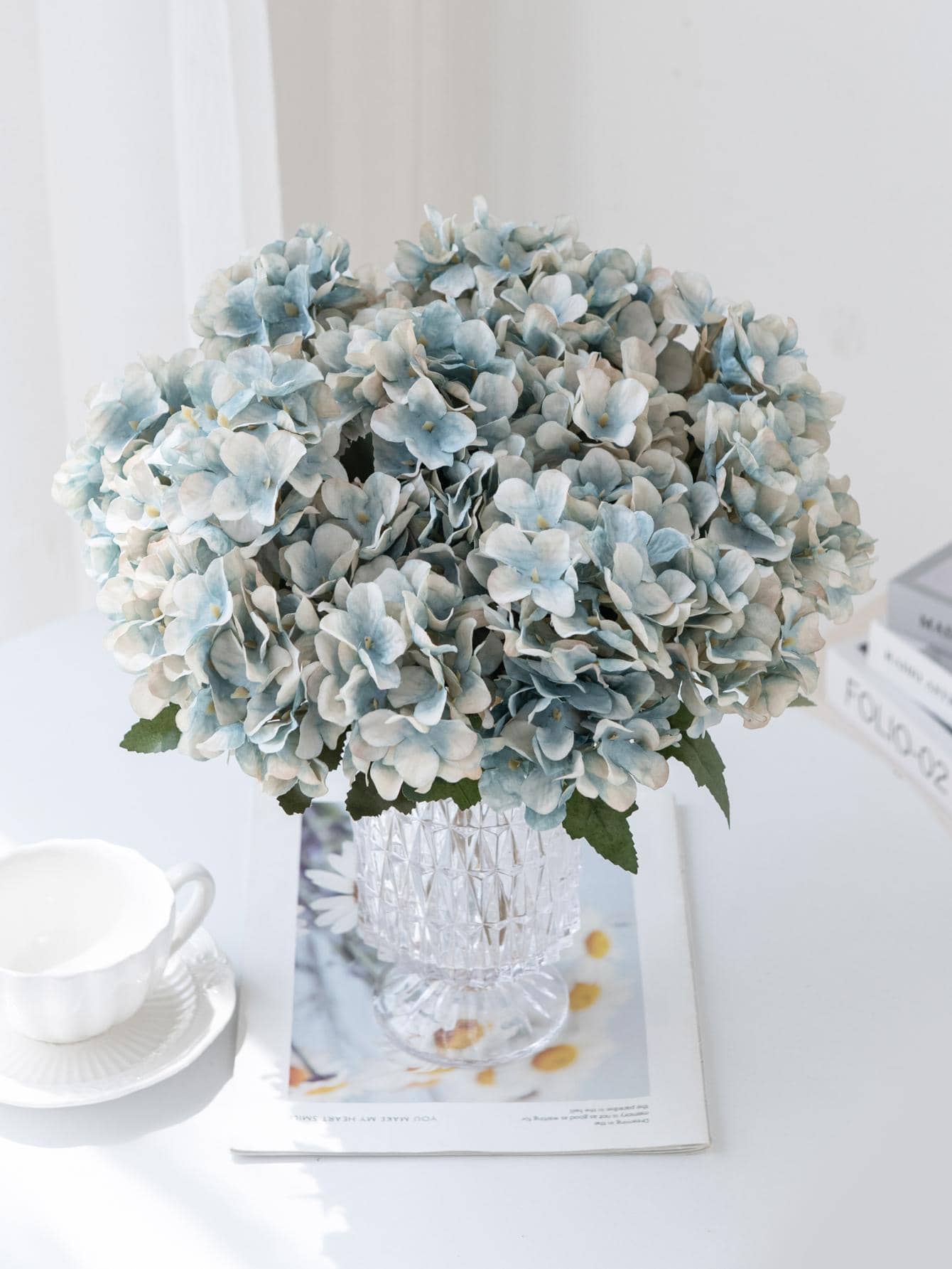 1 件/3 件人造绣球花束假植物房间装饰秋季装饰假花花园秋季装饰中心装饰生日派对装饰婚礼花篮，新娘手捧花，家居装饰，餐厅，卧室，窗台装饰，花瓶装饰，情人节礼物，新年装饰，户外花园，开学季 - 霧霾藍 - 查看 1