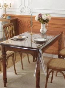 1pc Clear Tablecloth, Simple PEVA Table Cover For Home - Clear - View 1