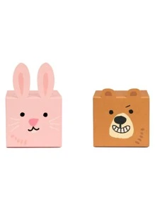 5 PCS Colorful Square Cute Rabbit Shaped Gift Candy Box Folded Cute Paper Packaging Box