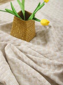 1pc Geometric Pattern Raw Trim Outdoor Picnic Mat - Beige - View 3