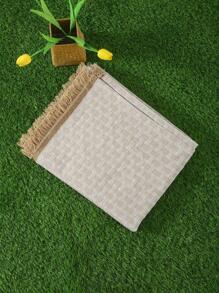 1pc Geometric Pattern Raw Trim Outdoor Picnic Mat - Beige - View 6