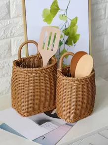 1入組編織桌面儲物籃 - 棕色 - 查看 1