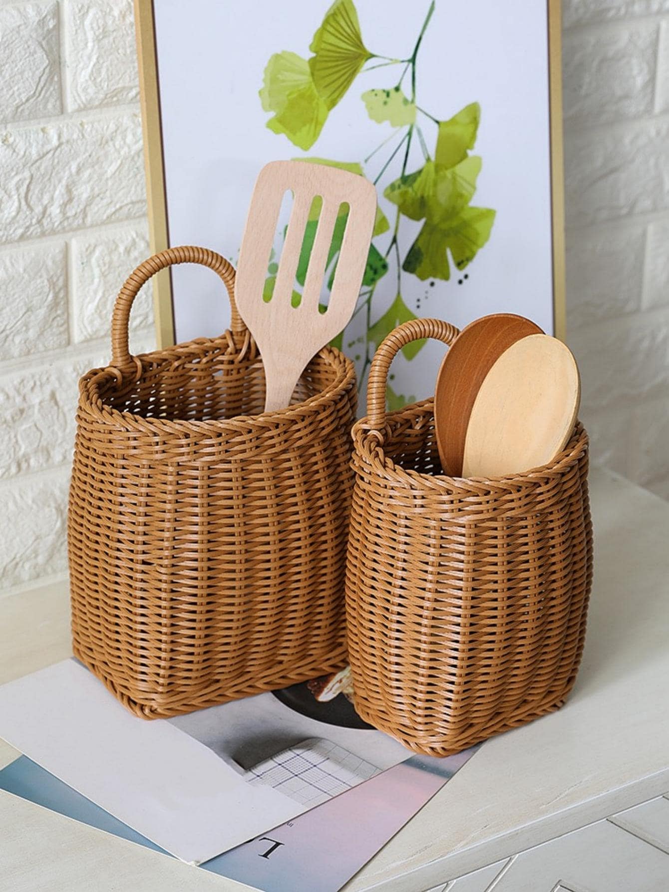 1入組編織桌面儲物籃 - 棕色 - 查看 1