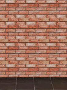 1pc PVC Wall Paper, Modern Brick Pattern Waterproof Wall Tile Sticker For Home - Burgundy - View 5