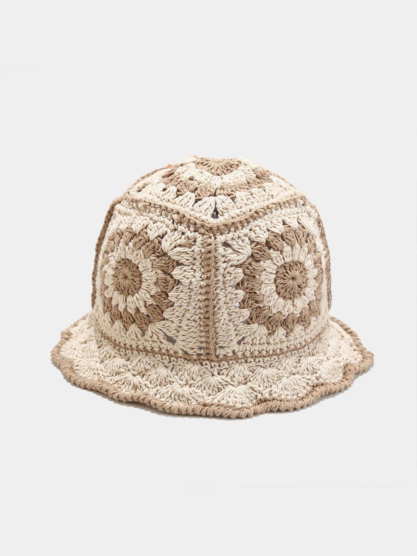 1 Mũ Bucket Thời Trang Móc Hoa Cho Nữ, Dành Cho Cuộc Sống Hàng Ngày - Màu be - Xem 1