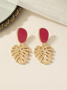 Bông tai thả lá - Màu Hồng Tươi - Xem 5