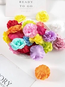 10pcs/set Plastic Artificial Flower Head, Simulation Flower Head For DIY - Pink - View 3