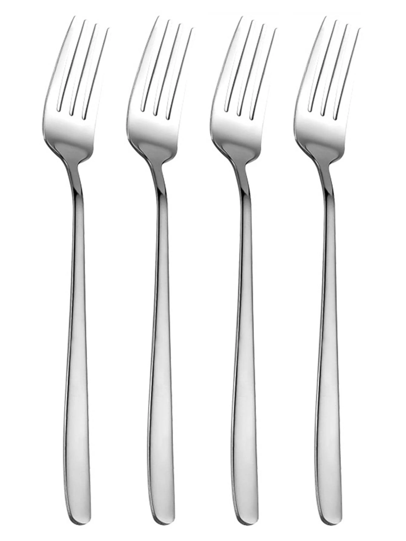 4pcs Stainless Steel Korean Style Square Handle Forks, Suitable For Home Kitchen, Restaurant Gathering, Party, Camping, Picnic