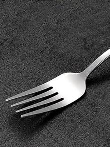 4pcs Stainless Steel Korean Style Square Handle Forks, Suitable For Home Kitchen, Restaurant Gathering, Party, Camping, Picnic