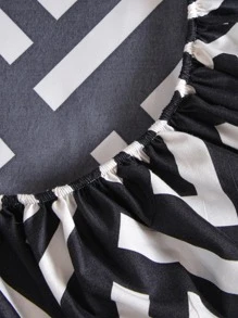 1入組幾何圖案床笠極簡主義面料床笠四季皆宜 - 彩色 - 查看 6