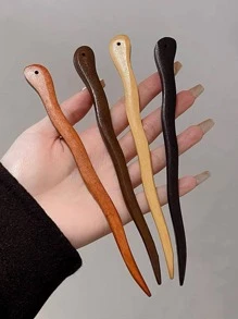 4 piezas Pasador de pelo de madera, accesorio casual para moño, moldeador de moño, pieza de pelo para moño, pasadores para peinado, artículos escolares, accesorios para el cabello, accesorios para la cabeza - Multicolor - Ver 1