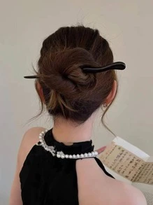 4 piezas Pasador de pelo de madera, accesorio casual para moño, moldeador de moño, pieza de pelo para moño, pasadores para peinado, artículos escolares, accesorios para el cabello, accesorios para la cabeza - Multicolor - Ver 3