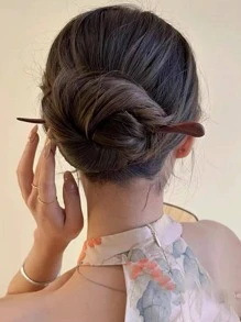 4 piezas Pasador de pelo de madera, accesorio casual para moño, moldeador de moño, pieza de pelo para moño, pasadores para peinado, artículos escolares, accesorios para el cabello, accesorios para la cabeza - Multicolor - Ver 4