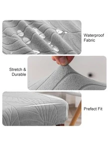 1pc Leaf Jacquard Stretchy Chair Slipcover - Light Grey - View 2