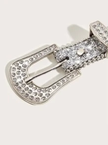 1入組女士水鑽裝飾精美皮帶日常裝飾 - 銀色 - 查看 4