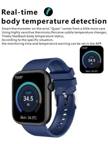 1 Đồng hồ thông minh theo dõi nhịp tim và cuộc gọi thể thao dành cho nam nữ, tương thích với Android IOS - Màu xanh lam - Xem 4