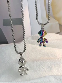 2 cái/bộ Cá nhân hóa Đầy màu sắc Không gian Người đàn ông Vật rủ xuống Phi hành gia Cặp đôi Bộ vòng cổ Đối với Ngày Qủa tặng Đồ trang sức Qủa tặng Thời trang Punk Phổ biến nhất - Bạc - Xem 5