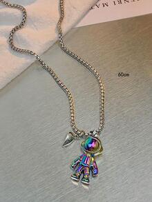 2 cái/bộ Cá nhân hóa Đầy màu sắc Không gian Người đàn ông Vật rủ xuống Phi hành gia Cặp đôi Bộ vòng cổ Đối với Ngày Qủa tặng Đồ trang sức Qủa tặng Thời trang Punk Phổ biến nhất - Bạc - Xem 4