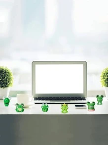 12入組卡通青蛙設計園林裝飾擺件綠色可愛迷你裝飾物適用於花園裝飾