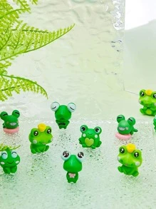12入組卡通青蛙設計園林裝飾擺件綠色可愛迷你裝飾物適用於花園裝飾