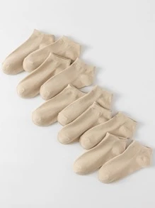 10pairs Women Solid Casual Ankle Socks For Daily Life - Khaki - View 2