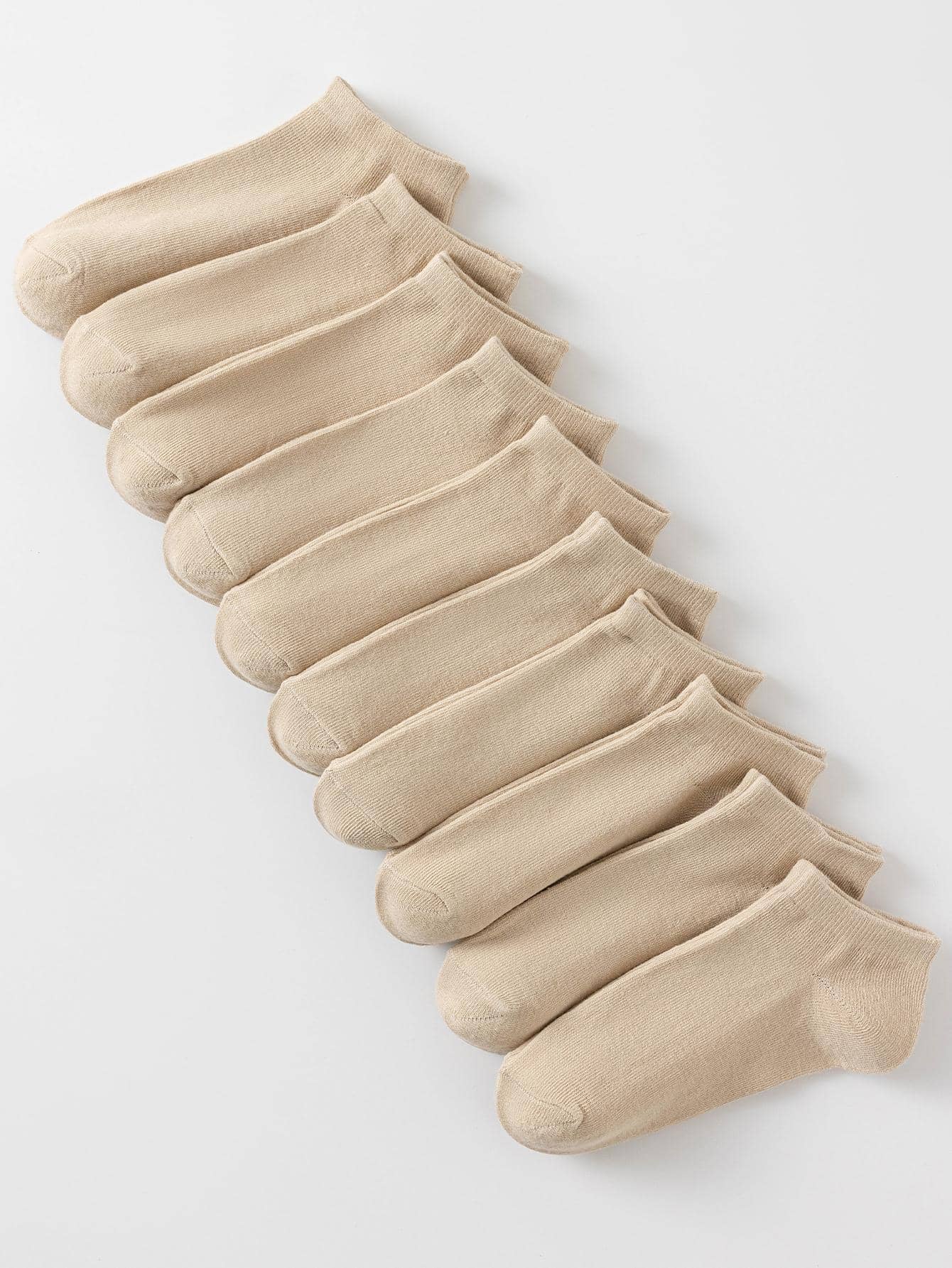 10pairs Women Solid Casual Ankle Socks For Daily Life - Khaki - View 1