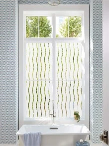 Frosted Stripe Glass Stickers For Office, Bathroom, Electrostatic No-glue Window Film Privacy Protection - White - View 2