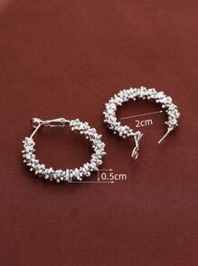 Bông tai Hoop trang trí hạt - Bạc - Xem 3