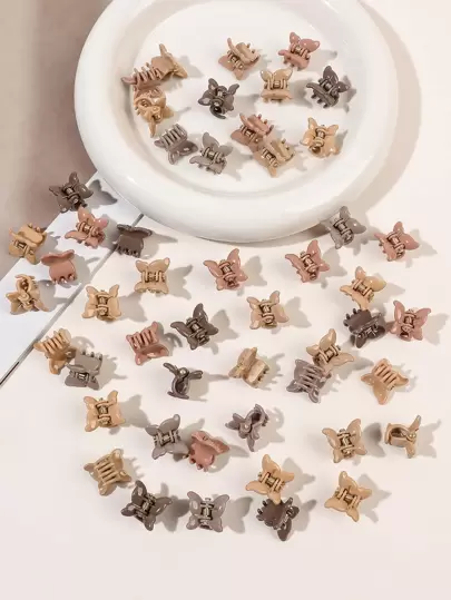 50 piezas Pinza de pelo con diseño de mariposa de colores aleatorios estilo Y2K para uso diario, adecuado para el campus, citas, vacaciones y viajes diarios. Pinzas de pelo lindas, accesorios de pelo para mujeres para la escuela y la universidad en otoño e invierno.
